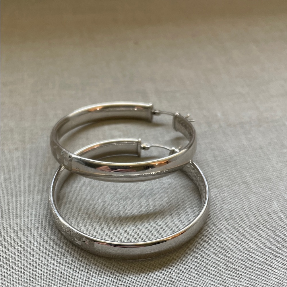 NWOT Sterling Silver Hoop Earrings - Picture 5 of 8